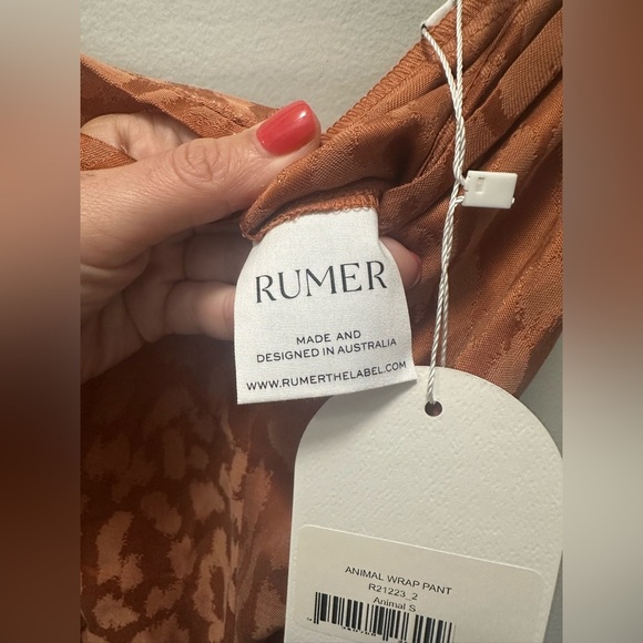 NWT! Revolve X Rumer the Label Animal Wrap Pant - Rust. Size Small. $270 - Picture 8 of 9